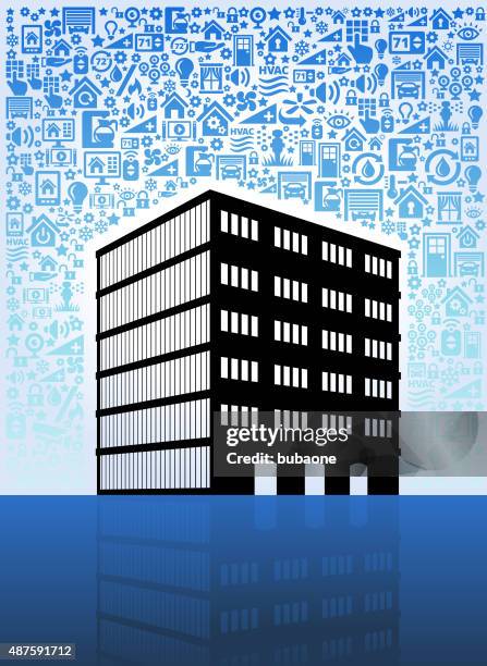 office space on home automation and security vector background - data sharing background stock illustrations