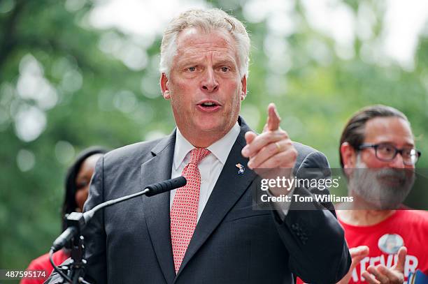 Gov. Terry McAuliffe, D-Va., speaks during a rally on the East Front lawn of the Capitol to demand that Congress take action on gun control...