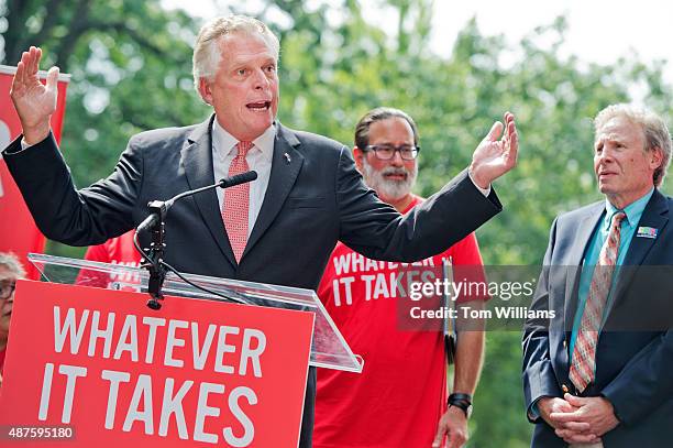 Gov. Terry McAuliffe, D-Va., speaks during a rally on the East Front lawn of the Capitol to demand that Congress take action on gun control...