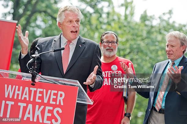 Gov. Terry McAuliffe, D-Va., speaks during a rally on the East Front lawn of the Capitol to demand that Congress take action on gun control...