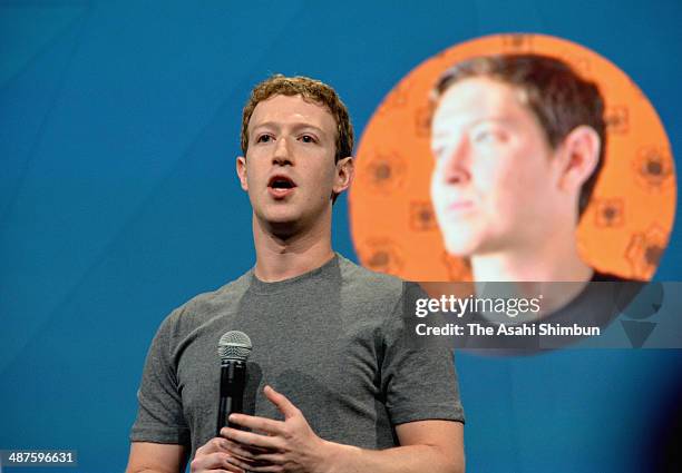 Facebook CEO Mark Zuckerberg delivers the opening keynote at the Facebook f8 conference on April 30, 2014 in San Francisco, California. Facebook CEO...