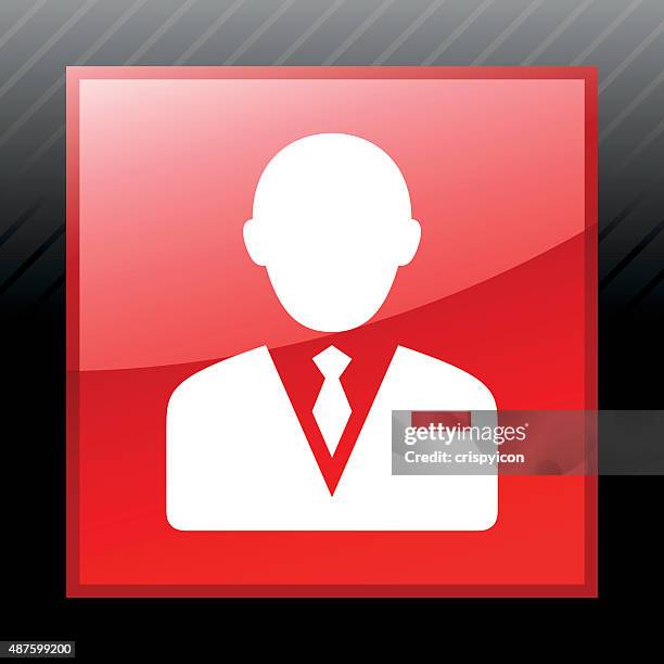 businessman icon on a square button. - librarian stock illustrations