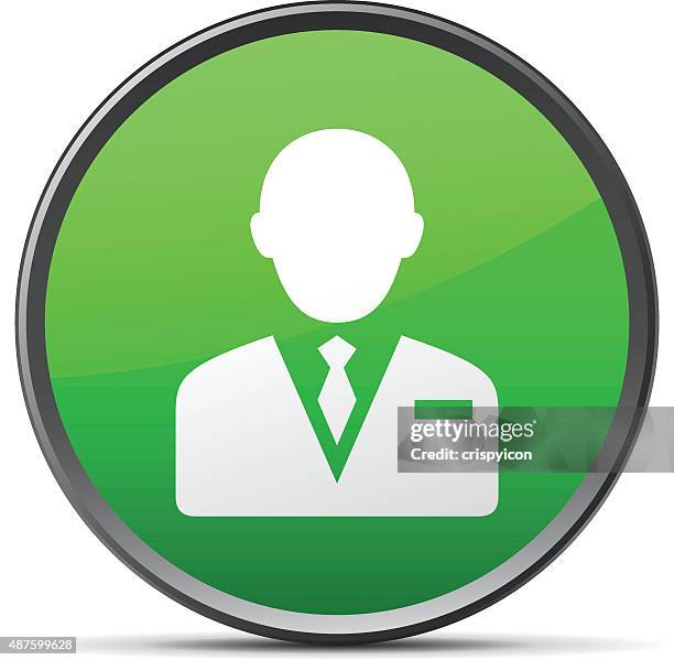 businessman icon on a round button. - librarian stock illustrations