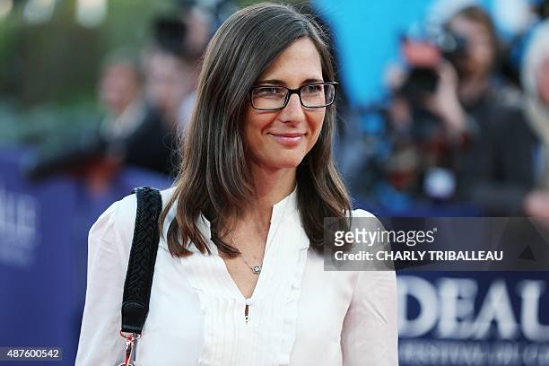 French director Sophie Barthes poses on the red carpet before the screening of the movie "Mr Holmes" on September 10, 2015 in the French northwestern...