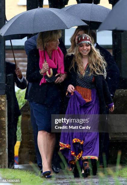 Annabel Elliott and Mark Shand's daughter Ayesha Shand arrive at Holy Trinity Church for the funeral of her father Mark Shand in Stourpaine on May 1,...