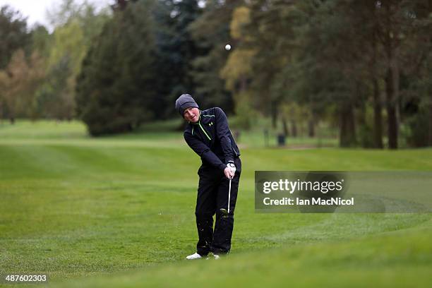 Paul Malone of Braids Hills Golf Range plays a shot during the Glenmuir PGA Professional Championships - Scottish at Blairgowrie Golf Course on May...