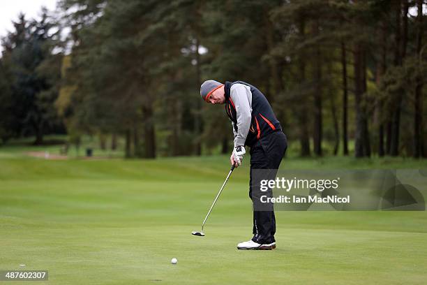 Andrew Crerar of Panmure Golf Club plays a putt during the Glenmuir PGA Professional Championships - Scottish at Blairgowrie Golf Course on May 01,...