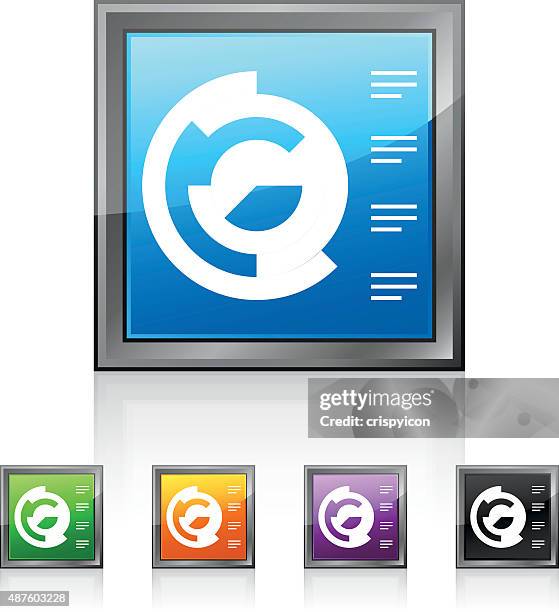 coxcomb chart icon on square buttons. - feathery amaranth stock illustrations