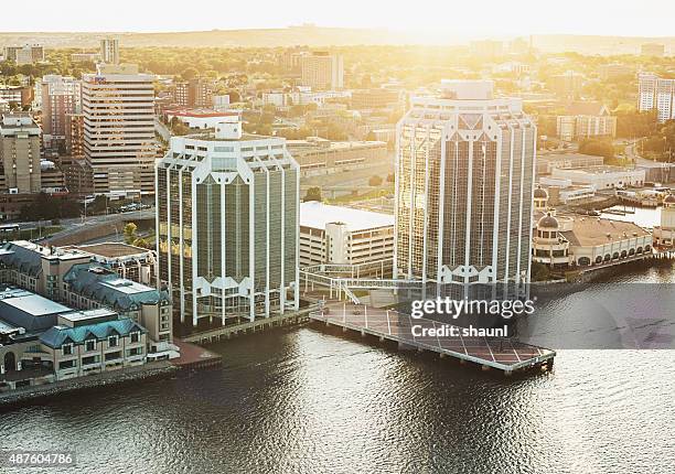aerial view of halifax skyline - halifax harbour stock pictures, royalty-free photos & images