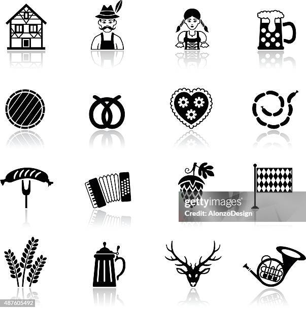 beer fest icon set - oktoberfest home stock illustrations