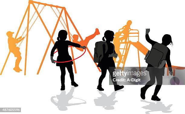 see you at school tomorrow - playground swing stock illustrations