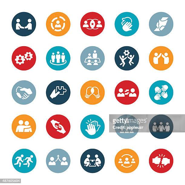 business teamwork icons - business high five stock illustrations