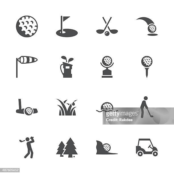 golf-symbole grau serie - golf stock-grafiken, -clipart, -cartoons und -symbole