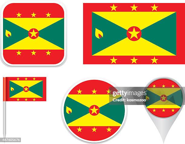 flag grenada - nutmeg stock illustrations