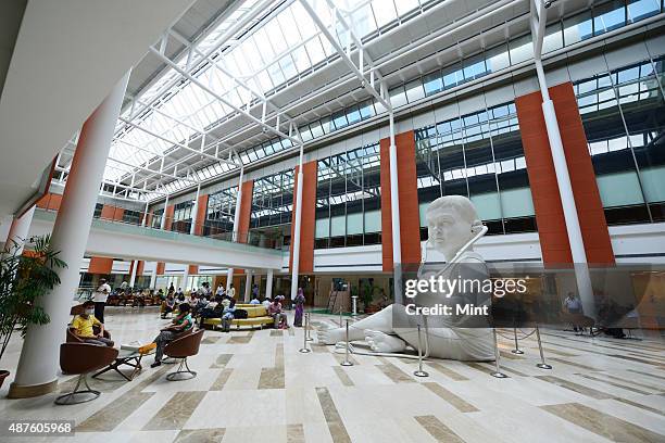 Spacious and patient friendly lobby at Fortis Hospital on September 9, 2014 in Gurgaon, India.