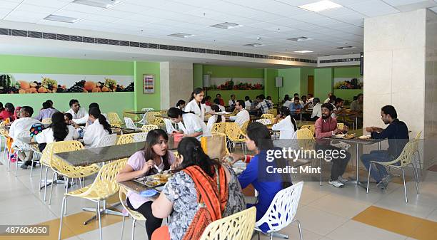 Regular canteen at Fortis Hospital on September 9, 2014 in Gurgaon, India.