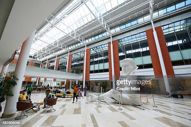 Spacious and patient friendly lobby at Fortis Hospital on September 9, 2014 in Gurgaon, India.