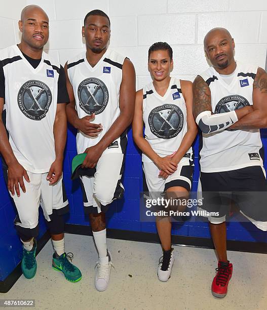 Jarrett Jack, John Wall, Laura Govan, Big Tigger attend Team Luda Vs Team Breezy Celebrity Basketball Game at Georgia State University on September...