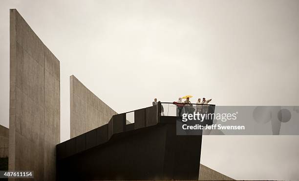 Guests tour the visitor center at the Flight 93 National Memorial on September 10, 2015 in Shanksville, Pennsylvania. The newly opened $26 million...