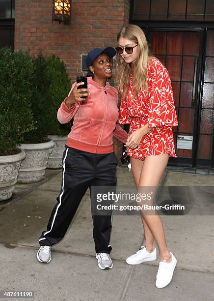 Gigi Hadid is seen on September 10, 2015 in New York City.