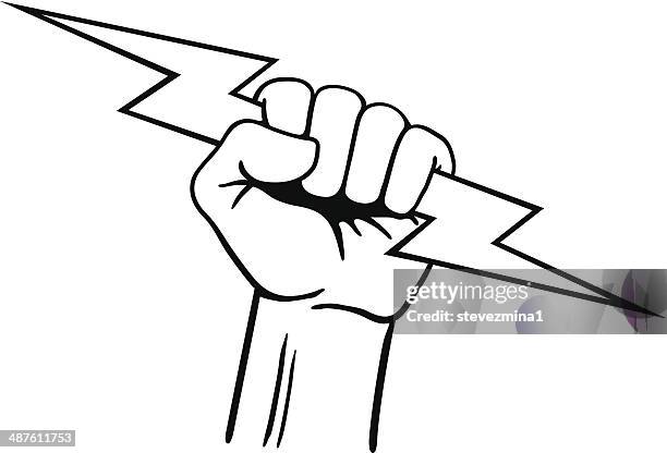 lightning bolt - fist stock illustrations