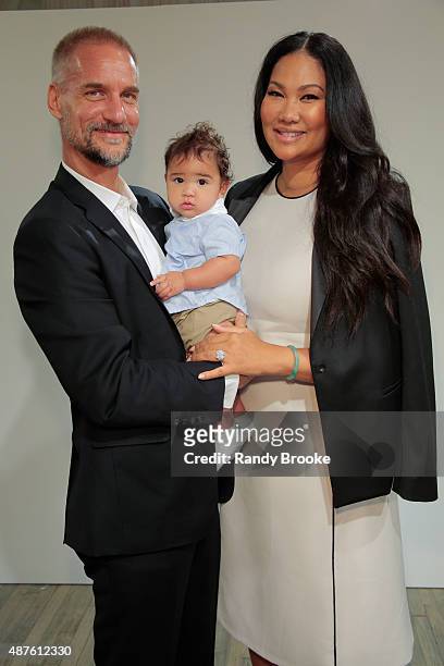 Family portrait of Tim Leissner and Kimora Lee Simmons Leissner with their son Wolfe attend the Kimora Lee Simmons Presentation Spring 2016 New York...