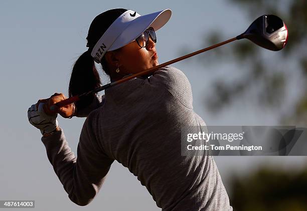 Michelle Wie hits a tee shot during Round One of the North Texas LPGA Shootout Presented by JTBC at the Las Colinas Country Club on May 1, 2014 in...