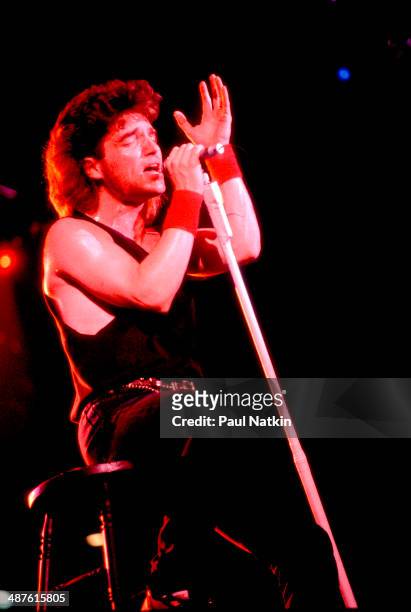 American musician Richard Marx sings during a performance, Chicago, Illinois, February 4, 1990.