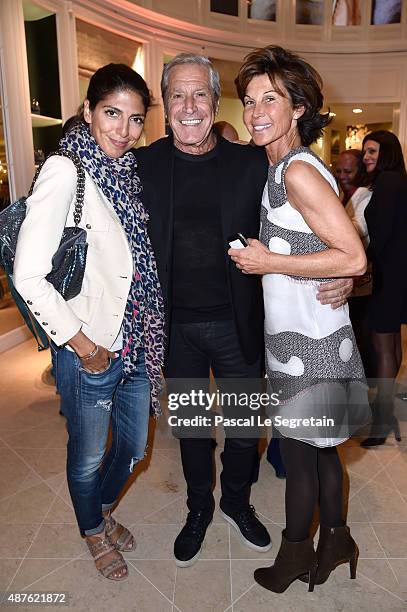 Hoda Roche, Jean-Claude Darmon and Sylvie Rousseau attend the 'Vendanges Montaigne 2015' at Dior at Avenue Montaigne on September 10, 2015 in Paris,...