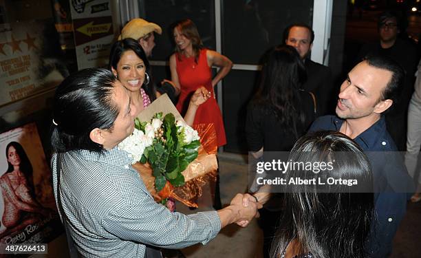 Actor Kipp Shiotani, actress/writer Chuti Tiu and director/actor Oscar Torre attend the Screening Of "Pretty Rosebud" held at Laemmle NoHo 7 on April...