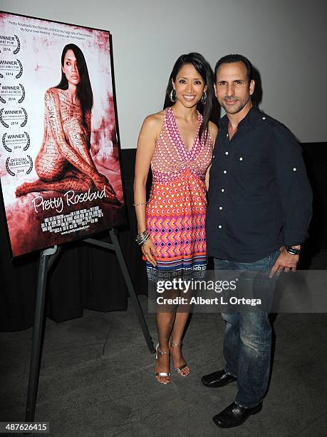 Actress/writer Chuti Tiu and director/actor Oscar Torre attend the Screening Of "Pretty Rosebud" held at Laemmle NoHo 7 on April 30, 2014 in North...