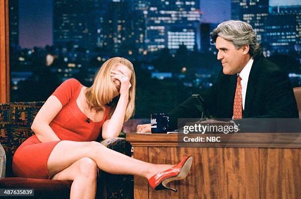 Episode 727 -- Pictured: Actress Natasha Henstridge during an interview with Jay Leno on July 12, 1995 --