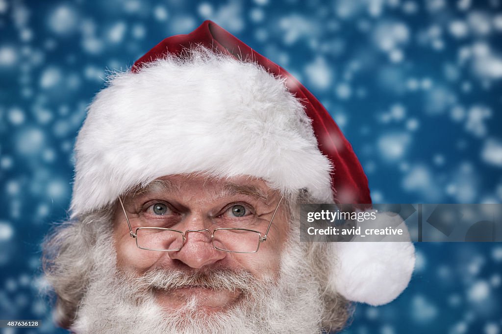 Real Santa Claus Enjoys Falling Snow