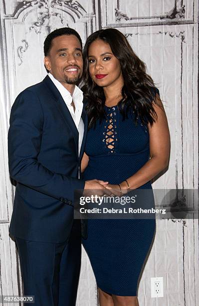 Actors Michael Ealy and Sanaa Lathan attend the AOL BUILD Speaker Series: "The Perfect Guy" at AOL Studios In New York on September 10, 2015 in New...