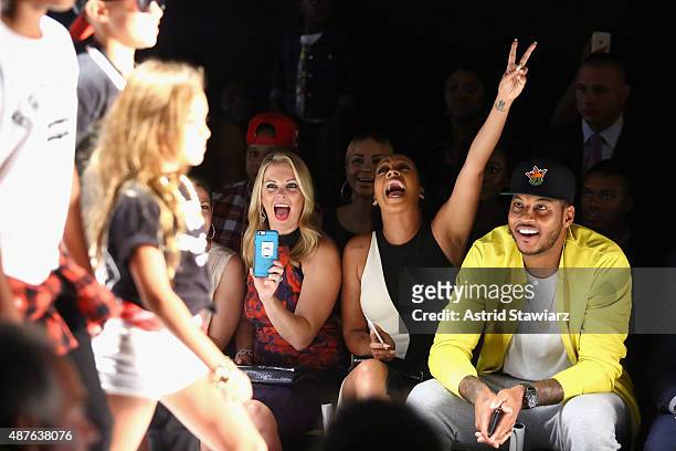 Actress Melissa Joan Hart, TV personality La La Anthony, and NBA player Carmelo Anthony attend the Kids Rock! fashion show during Spring 2016 New...