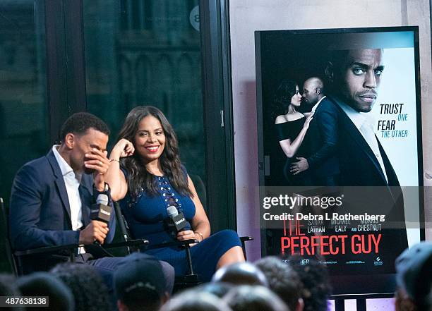 Actors Michael Ealy and Sanaa Lathan attend the AOL BUILD Speaker Series: "The Perfect Guy" at AOL Studios In New York on September 10, 2015 in New...