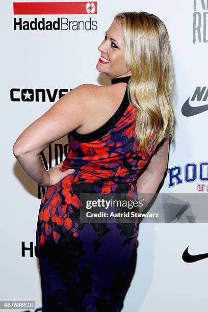 Melissa Joan Hart poses backstage at the Kids Rock! fashion show during Spring 2016 New York Fashion Week: The Shows at The Dock, Skylight at...