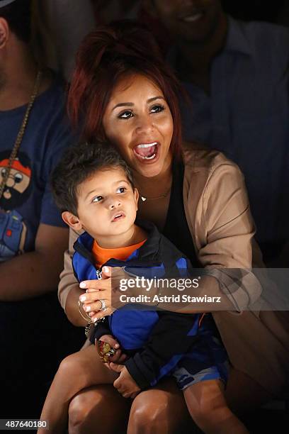 Personality Nicole Elizabeth "Snooki" LaValle with son Lorenzo Dominic Lavalle attend the Kids Rock! fashion show during Spring 2016 New York Fashion...