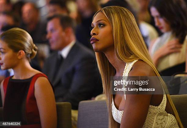 Gigi Hadid and Laverne Cox attend The Daily Front Row's Third Annual Fashion Media Awards at the Park Hyatt New York on September 10, 2015 in New...