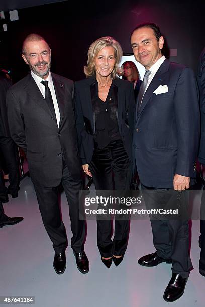 Jean-Paul Cluzel, Claire Chazal and Laurent Kraemer attend the Auction Dinner to Benefit 'Institiut Imagine' on September 10, 2015 in Paris, France.