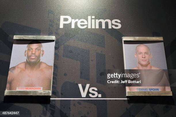 General view of the TUF 19 hallway tournament bracket prelim matchup in their preliminary fight during filming of season nineteen of The Ultimate...