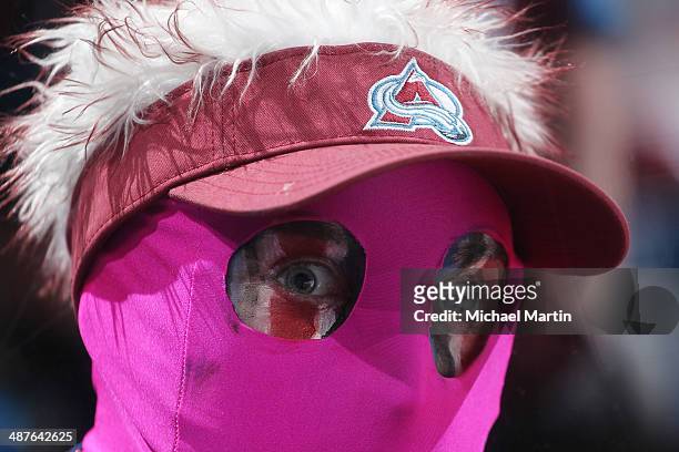Fan the Colorado Avalanche shows his spirit prior to the game against the Minnesota Wild in Game Seven of the First Round of the 2014 Stanley Cup...
