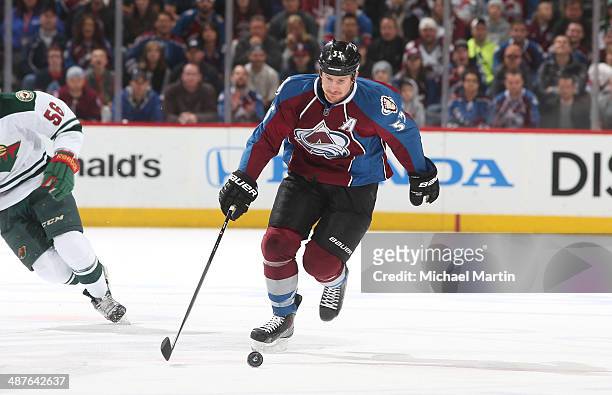 Cody McLeod of the Colorado Avalanche skates against the Minnesota Wild in Game Seven of the First Round of the 2014 Stanley Cup Playoffs at the...