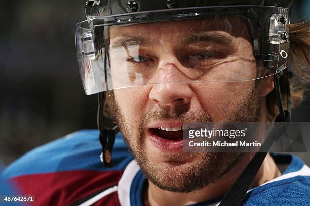 Parenteau the Colorado Avalanche skates prior to the game against the Minnesota Wild in Game Seven of the First Round of the 2014 Stanley Cup...