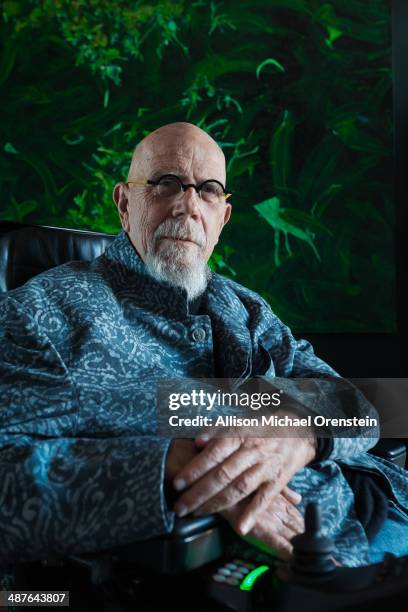 Artist Chuck Close is photographed in the bedroom of his home for Wall Street Journal on February 28, 2014 in New York City.