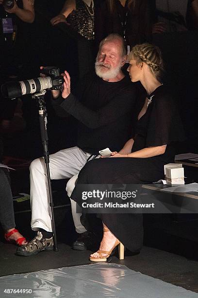 Photographer Dan Lecca and designer Erin Fetherston attend the Erin Fetherston fashion show during Spring 2016 New York Fashion Week at The Dock,...
