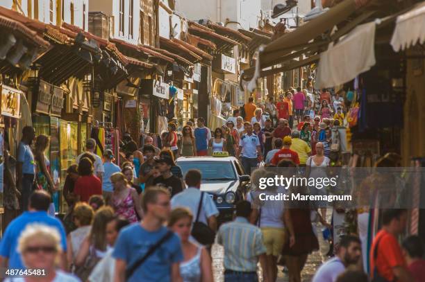 sokratous street and souleiman mosque - rhodes greece stock pictures, royalty-free photos & images