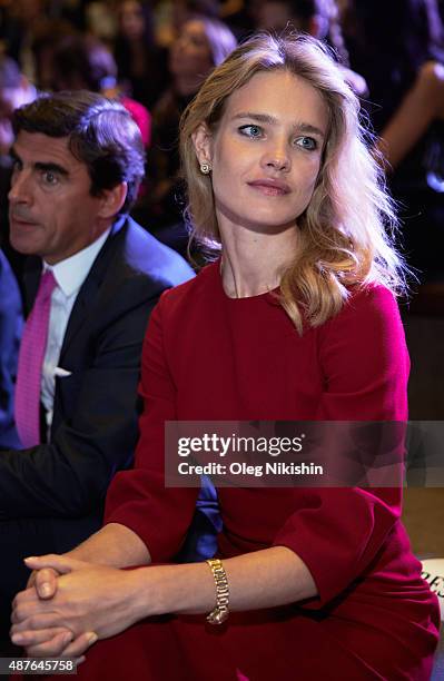 Andreas Rumbler and Natalia Vodianova attend the "Off White" charity auction for Naked Heart Foundation during the Cosmoscow art fair in Gostinny...