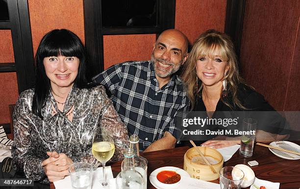 Charlotte Cutler, Chris Baker and Jo Wood attend Fran Cutler's birthday dinner at Bo Lang on May 1, 2014 in London, England.