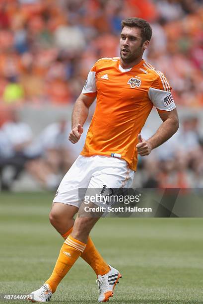 Will Bruin of the Houston Dynamo in action against the Portland Timbers during the second half of their game at BBVA Compass Stadium on April 27,...